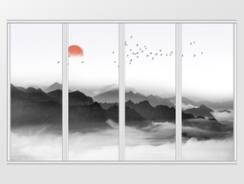 新中式山水意境风景移门