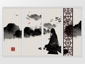 新中式宁静致远江南风情移门