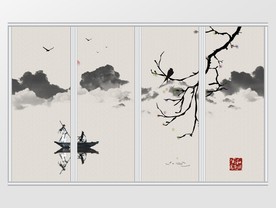 新中式家和万事兴水墨移门