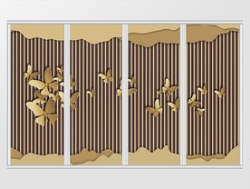 现代简约金色蝴蝶移门