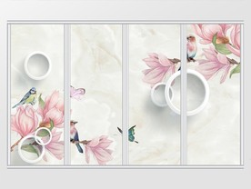 现代简约3D圈圈花卉移门