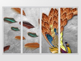 华丽孔雀开屏羽毛移门