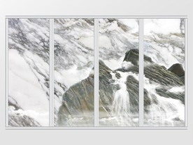 新中式大理石纹山水移门