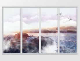 大理石纹山水移门