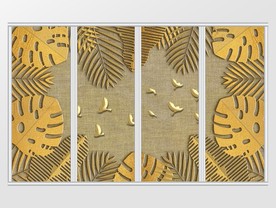 新中式立体金色叶子移门