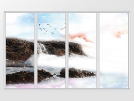 大理石纹山水移门