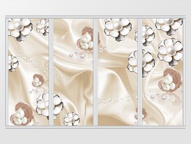 白色绸缎珠宝珍珠花移门