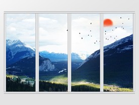 大理石纹山水移门