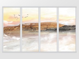 大理石纹岩石山水移门