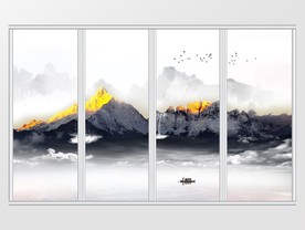 大理石纹风景抽象山水移门