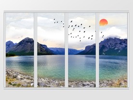 大理石纹山水移门