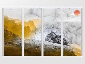 大理石纹山水移门