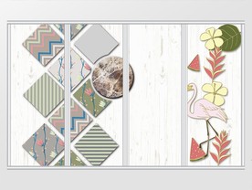 几何多边形火烈鸟移门