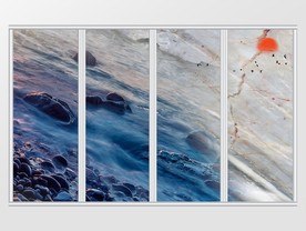 蓝色流水石头移门