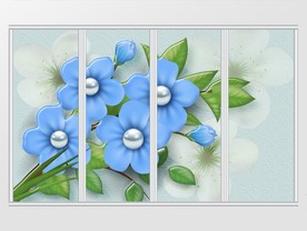 蓝色花朵立体珠宝移门