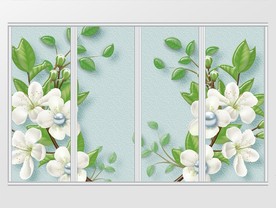 立体花朵珍珠移门