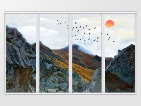 大理石纹山水移门