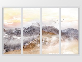 竹子山峦大理石纹理移门