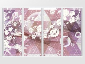 现代几何抽象梦幻花卉移门