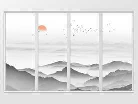 新中式抽象山水移门