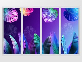 现代唯美多彩树叶移门