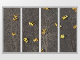 唯美大气叶子金箔树木移门