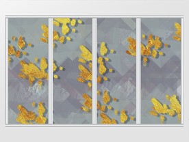大气几何抽象金箔油画叶子移门