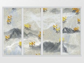 大气抽象金箔叶子山水移门