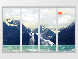 大理石纹山水风景移门