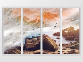 大理石纹理石头海鸥流水移门