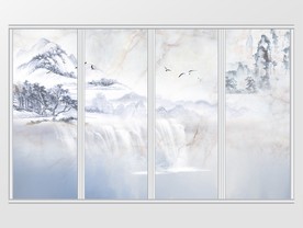 大理石纹理山水移门