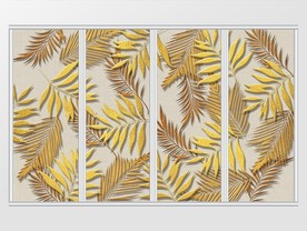 立体浮雕金色叶子移门