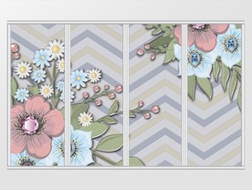 简约几何手绘叶子移门