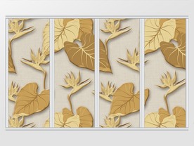 立体浮雕金色叶子移门