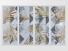 现代简约大气金色线条树叶移门