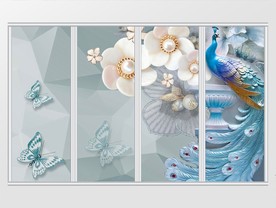 简约时尚孔雀新中式移门