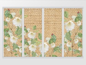 棉麻背景白色清新花卉移门