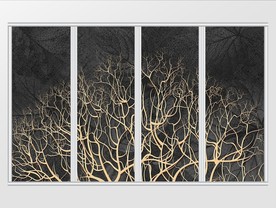 现代简约大气金色树枝树移门