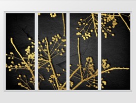 新现代金色花枝黑色移门