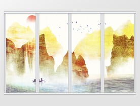 新中式水墨色彩移门