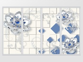 珠宝钻石立体花朵移门