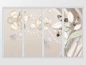 3d宝石花瓣珠宝蝴蝶移门