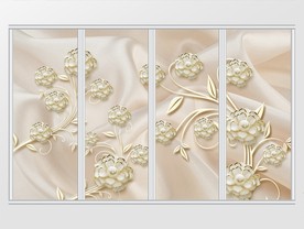 3D立体花卉素雅珠花珍珠移门