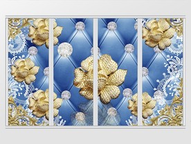 蓝色奢华3d金花珠宝移门