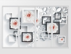 时尚简约3D立体蝴蝶玫瑰移门