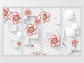 时尚奢华珠宝花枝移门