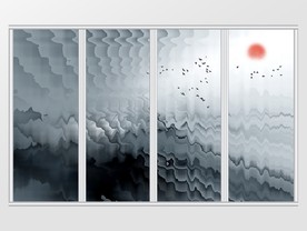 水墨烟雾风格中国风移门