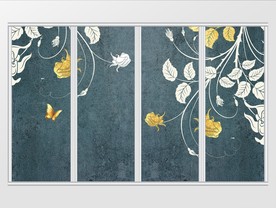 唯美金色花卉创意移门