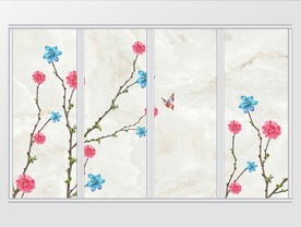 现代风树藤花卉背景移门