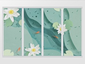 现代简约花朵游鱼移门